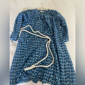 Mirth blue and white Caftan Dress with rope belt, size small